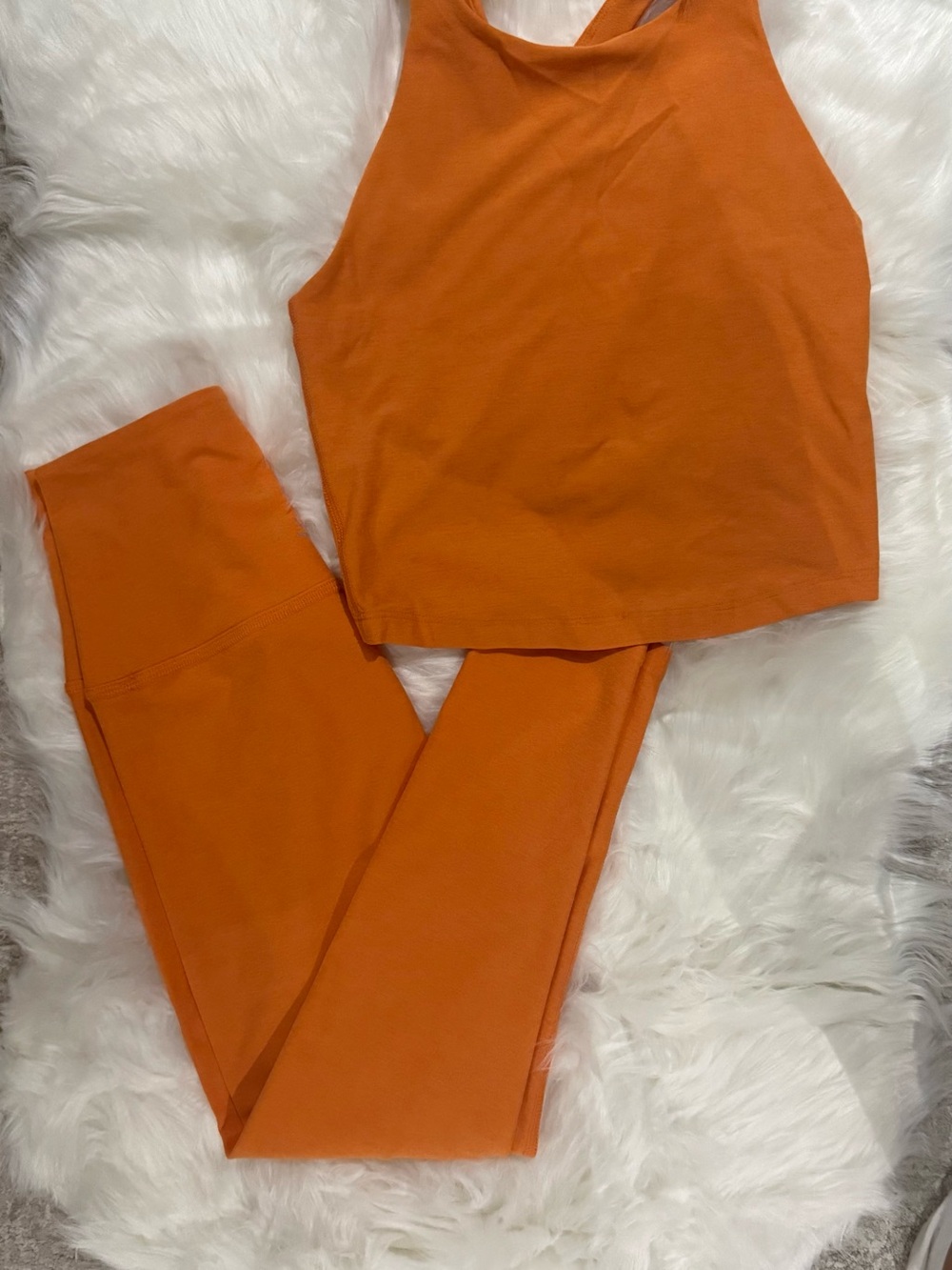 Beyond Yoga Set - Orange Leggings - Stylish Active Bottoms - Size Small